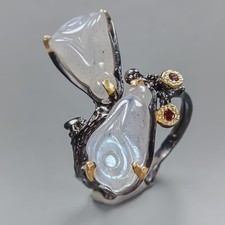 Handmade 12 ct Natural Labradorite Ring 925 Sterling Silver Size 9 /R437962