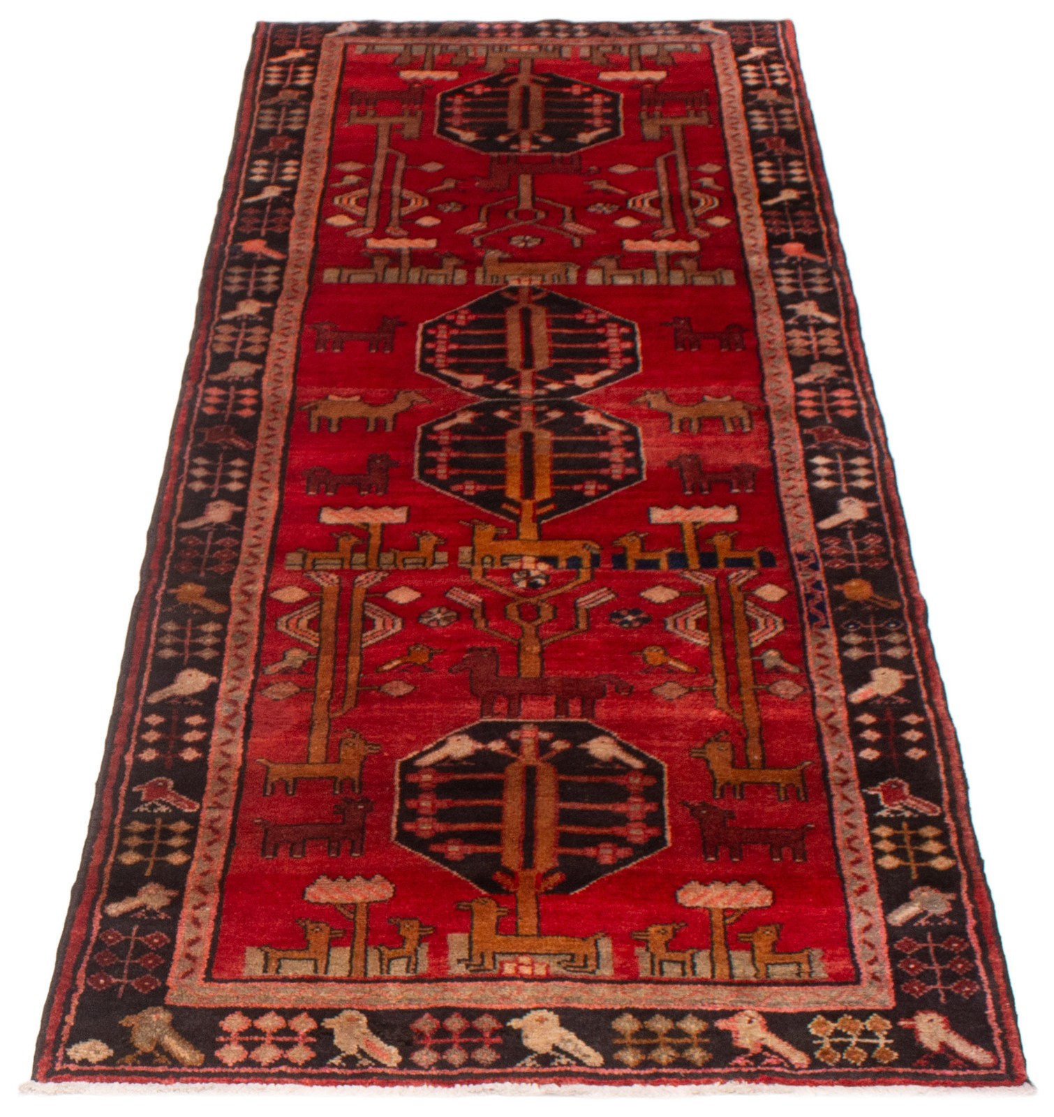 Vintage Hand-knotted Runner Rug 3'8" x 9'9" Traditional Oriental Wool Carpet