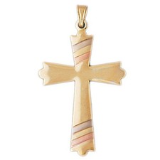 Two Tone Cross Charm Pendant 14k Gold 5.4 Grams 