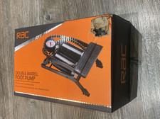 RAC Double Barrel Foot Pump Car Van Bike Tyre Inflator Gauge Adapters Boxed