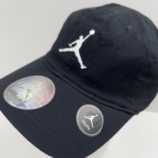 JORDAN Baseball Cap Big Kids 8-20 Adjustable Strapback Cotton Jumpman Black NEW