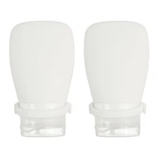 2 Pcs 2 oz Silicone Squeeze Bottle, Refillable Travel Bottles, White