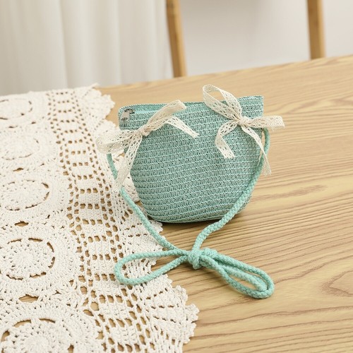 Hand-woven Summer Beach Bag Bow Girls Crossbody Purse Cute Straw Bag - Picture 13 of 13