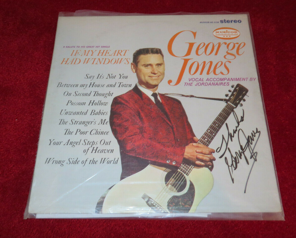 George Jones Autographed Album Signed LP 1968 "If My Heart Had Windows