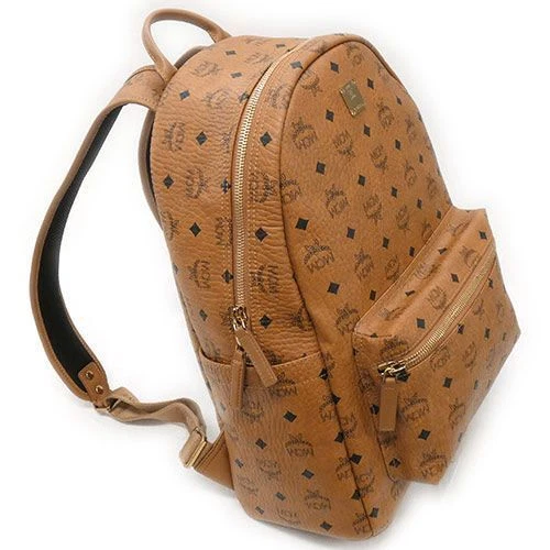 MCM Backpack Visetos Logo Camel Medium Camel Leather Plate 33cm x