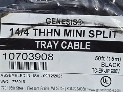 50ft Honeywell Genesis 1070 14/4C Tray Cable TC-ER-JP Direct Burial  Mini-Split