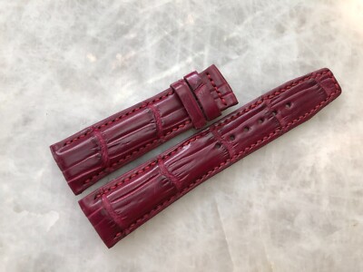 21mm/18mm Burgundy Alligator Crocodile Embossed Leather Watch Strap Band