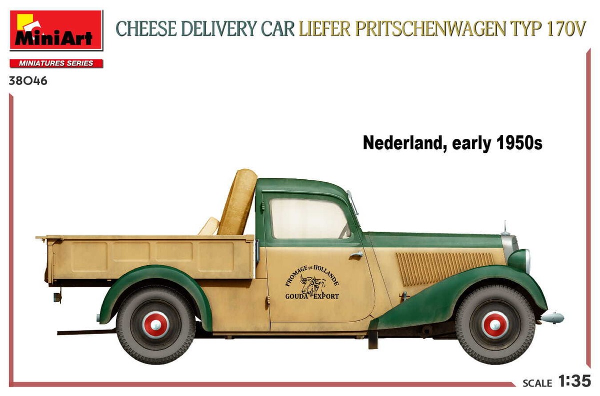 Mini Art 1:35 Cheese Delivery Van Model Kit – DIY Plastic Assembly, Unpainted