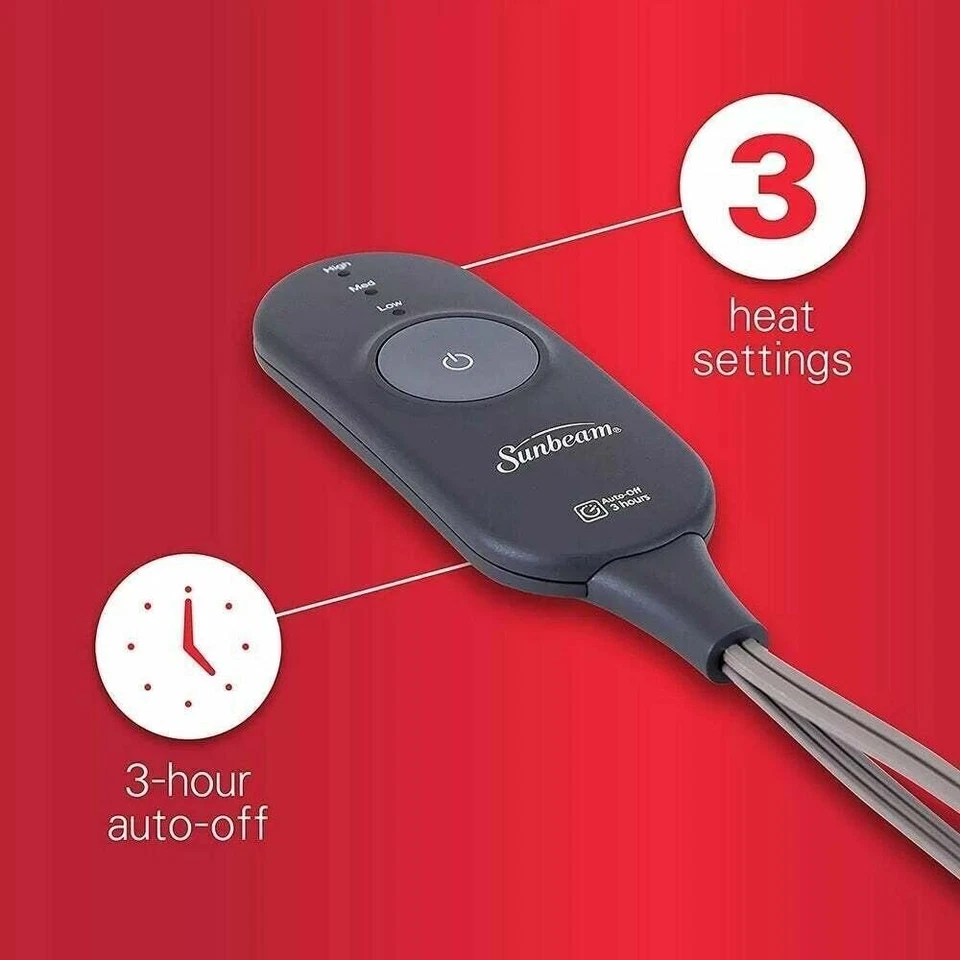 Manta de felpa a cuadros roja Sunbeam 50 pulgadas x 60 pulgadas microfelpa térmica NUEVA Foto 4 de 4