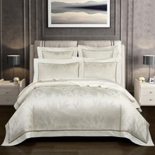 Bedding Set 4 Pcs Cotton Jacquard Flower Duvet Cover Flat Sheet 2 Pillowcases