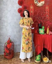 ao dai cach tan vietnamese vai nhung tam pant not include FINAL SALE