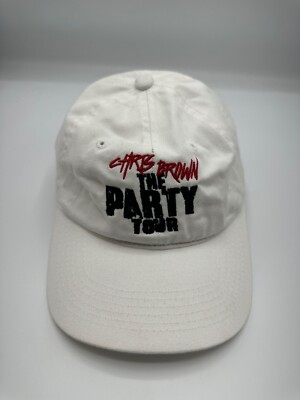 Chris Brown The Party Tour White Graphic Adjustable Baseball Hat Cap One Size