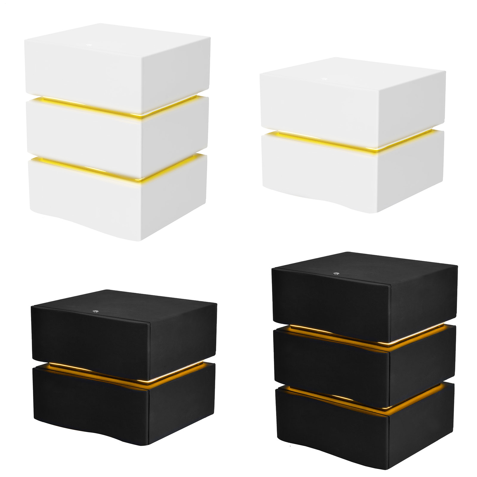 Modern LED Nightstand with Leather & Solid Wood 2/3 Drawer Storage