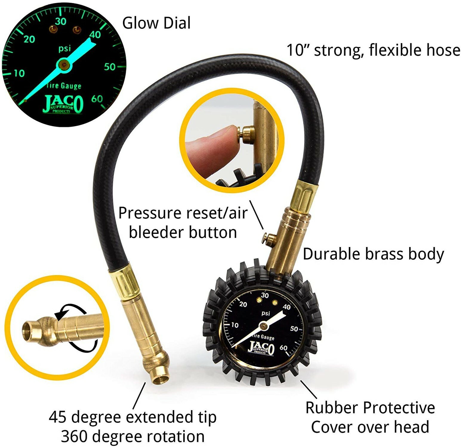 JACO ElitePro Tire Pressure Gauge 60 PSI 731236561255 eBay