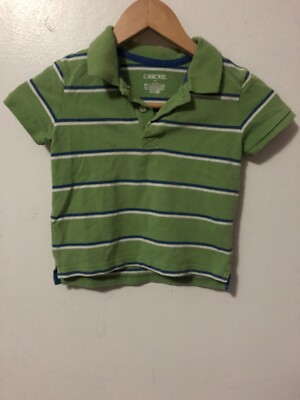  Cherokee Todder Boy's Size 4T T-Shirt Polo Green Stripe Short Sleeve 