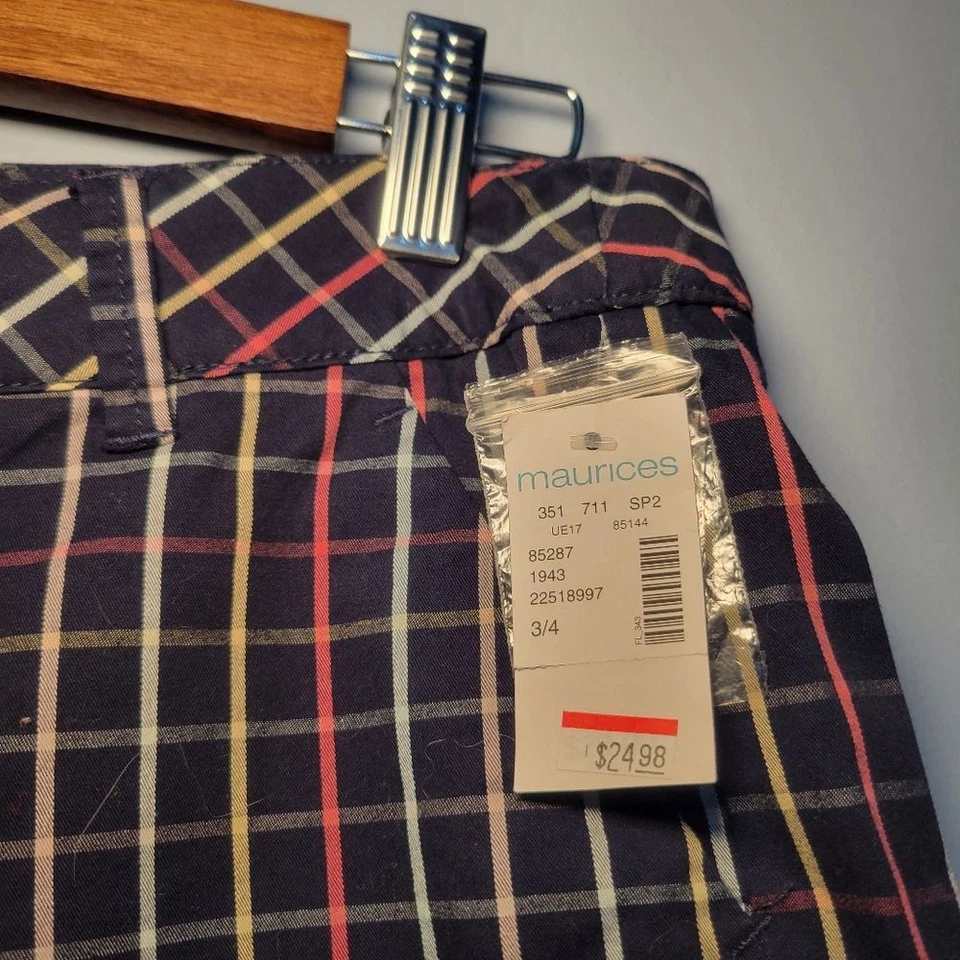 Pantalones Cortos Maurices Multicolor de Algodón a Rayas para Mujer Talla 3/4 Dobladillo con Puños Nuevos con Etiquetas Foto 2 de 4