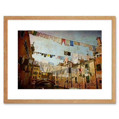 Clothes Lines Venice Washing Line Laundry Picture Framed Wall Art Print