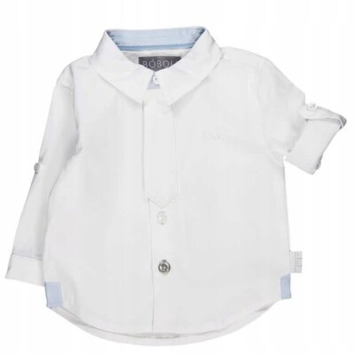 Boboli Boys Solid White Button Down Roll Tab Dress Shirt NWT SZ 4