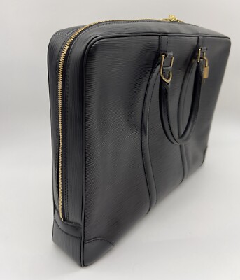 LOUIS VUITTON Black Epi Leather Porte Document Voyage Noir