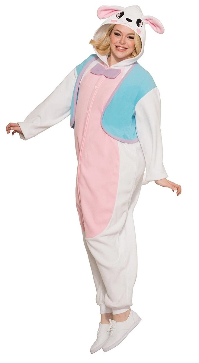 Bunny Pajama Sleepwear Adult Costume White Jumpsuit Easter Rabbit Unisex Stdd