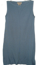 Vtg sleeveless Shift Dress FIORINA La Callezione Blue Knit Petite S retro
