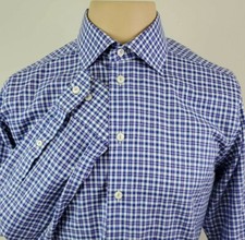 Eton Slim Mens Gingham Check Button Up Long Sleeve Dress Shirt Size 16 - 41