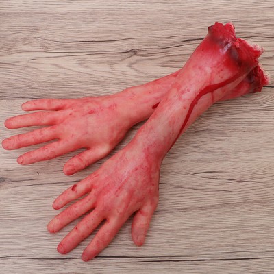 2 Pcs Fake Human Severed Halloween Broken Hand Bloody Body Parts