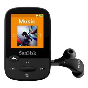 SanDisk Clip 16GB Black Sport Plus MP3 Player FM Radio Bluetooth Water-Resistant
