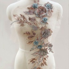 Sale Embroidery Rhinestone Lace Applique Sequin Dancing Dress Blossom Trim 1PC