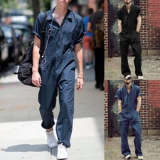 Men Short Sleeve Overalls Pants Fashion Casual Romper Playsuit Jumpsuit Workwear