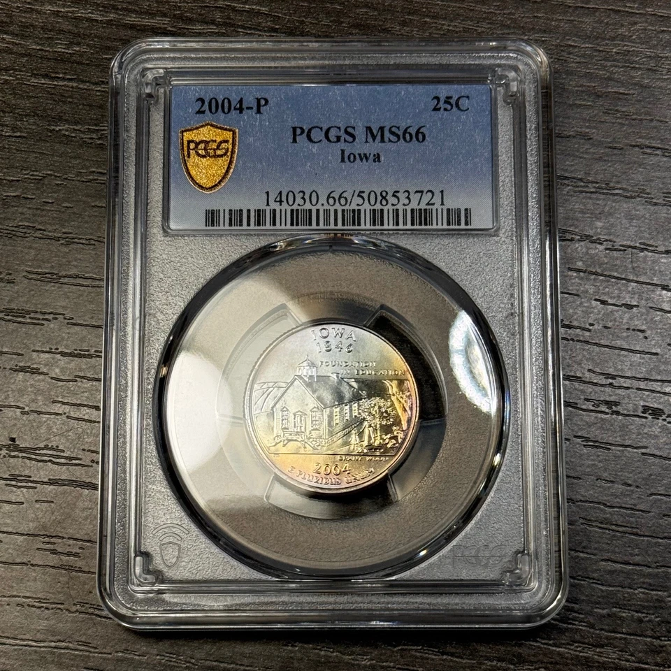 MS66 2004-P 25C Washington Iowa State Quarter, PCGS Trueview- Rainbow Toned - Image 2 of 4