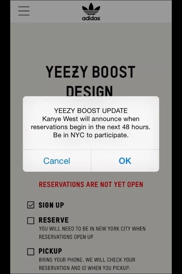 adidas yeezy reservation