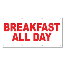 Breakfast All Day Red Food Bar Restaurant Food Truck Vinyl Banner Sign