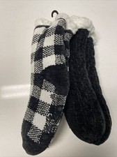 Muk Luks Socks Womens Fleece Sherpa nonskid - 2 Pair - New