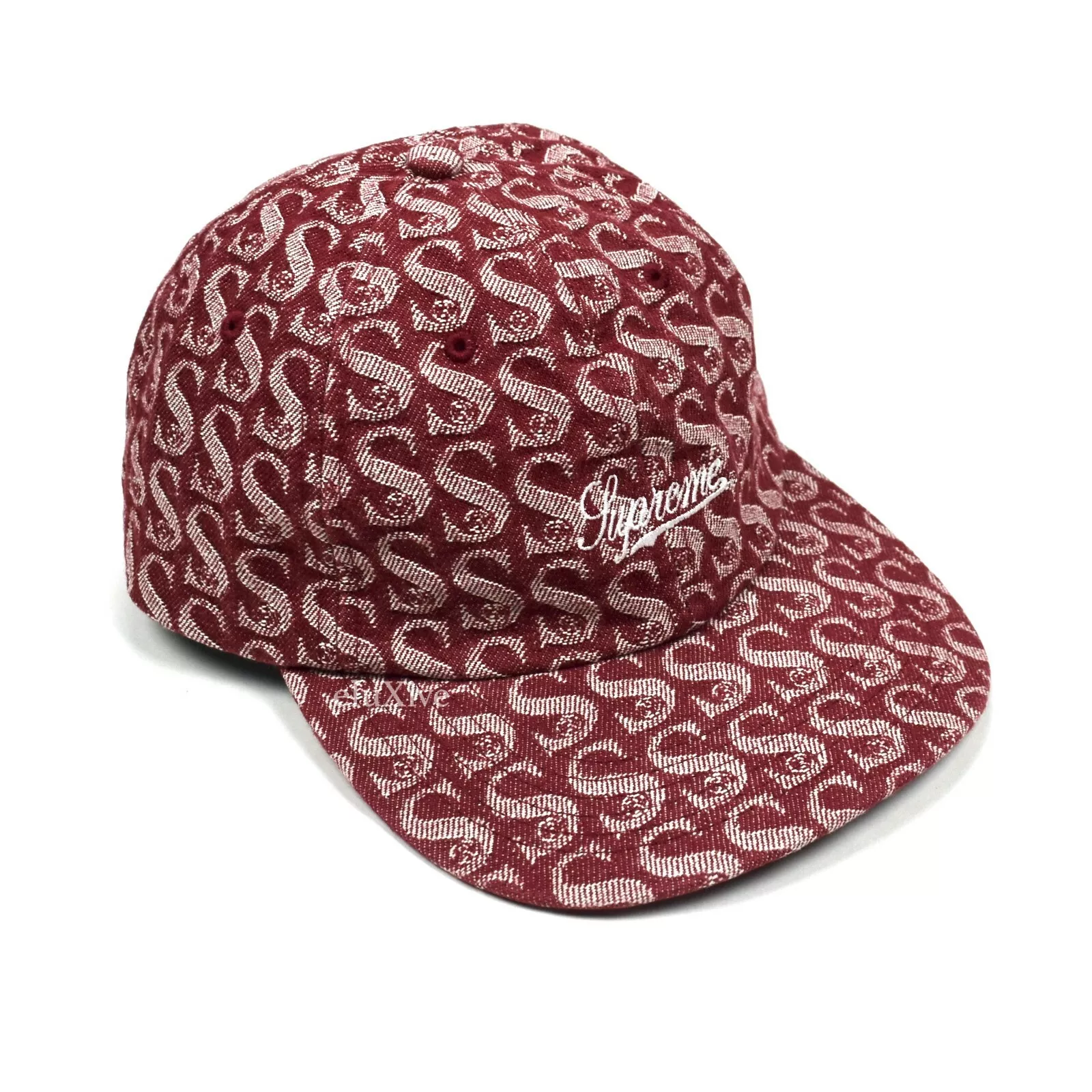 Neuf avec étiquettes chapeau homme Supreme NY monogramme rouge denim logo 6 panneaux SS21 AUTHENTIQUE