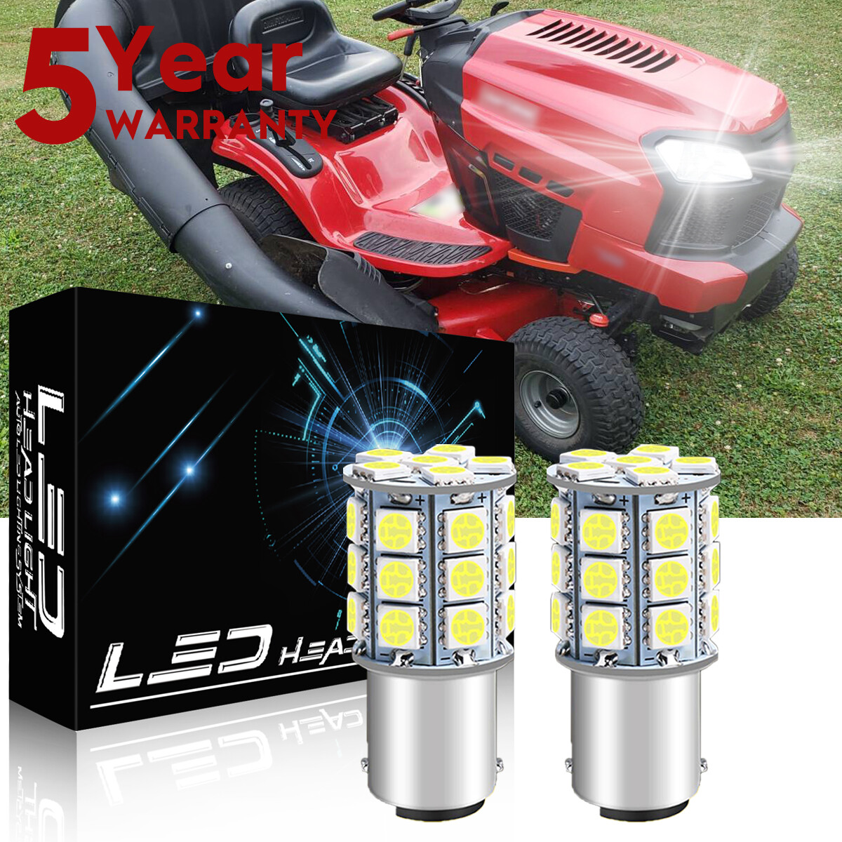 2 Premier LED Headlight Bulbs for CRAFTSMAN Lawn Mower T2200 T2400