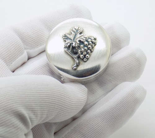 Vintage Italien Fait à la Main Véritable Argent Bouquet De Raisins Pilule Tabac - Photo 2 sur 12