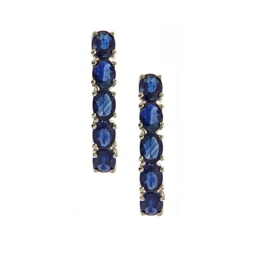 Hoop Earrings Simulated Blue Sapphire 14K White Gold Plated 925 Sterling Silver-image