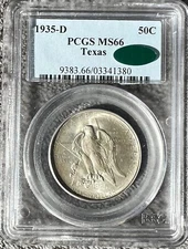 1935-D PCGS MS66 Texas 50c With CAC Sticker