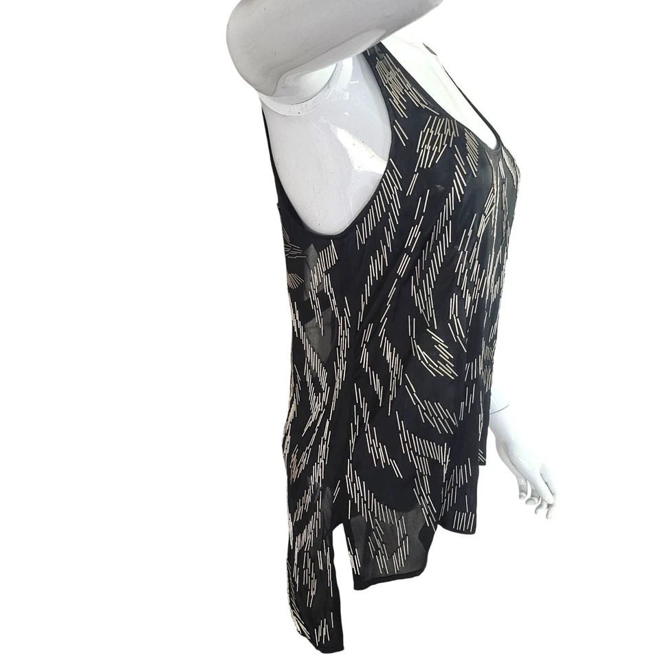 Top negro con cuentas ajustadas Bebe Addiction Y2K espalda con escalera talla S sin mangas Foto 2 de 4