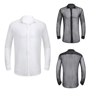 Casey Kevin Herren Mesh Shirt - Transparentes Langarm Shirt Mit Enger Passform
