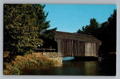 Dummerston Vermont VT überdachte Brücke Mühle Teich Sturbridge Dorf Postkarte 1950er