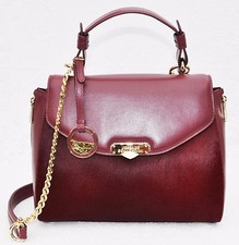 Versace Collection Women's Top Handle Calf Hair&leather Satchel,red, Msrp $1,595