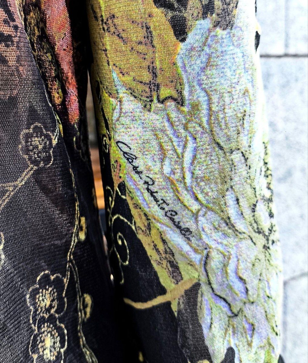 Class Roberto Cavalli Vintage Floral Mesh Top Size 48 IT / 14 USA