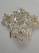  Triple Flower Crystal Haircomb Crystal Bridal Hair Comb UK SELLER