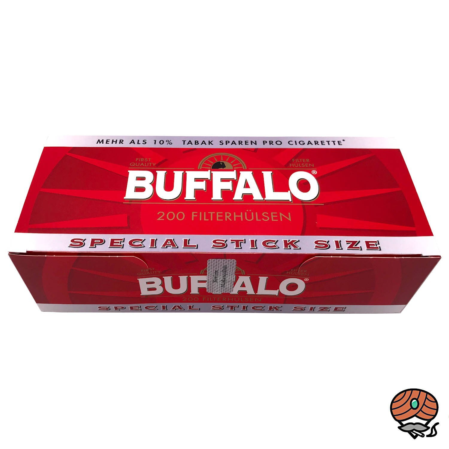Buffalo Red Feinschnitt Tabak Dose 2x 140g, Buffalo Red Extra Hülsen, Zubehör
