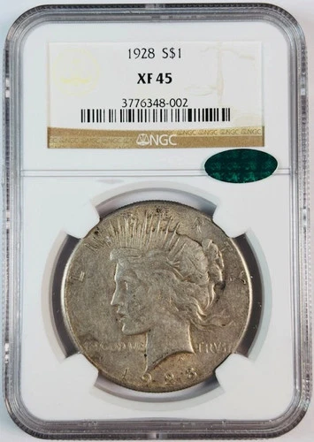 1928 Peace Dollar NGC XF-45 CAC Low CAC Pop!