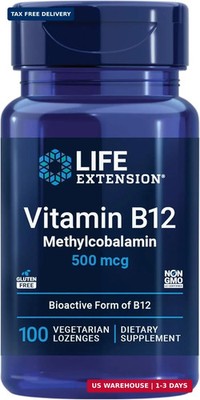 Life Extension Vitamin B12 Methylcobalamin 500mcg - Vitamin B12 Supplement for G