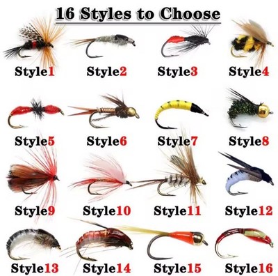 Fly Fishing Flies Beadhead Nymph Trout Bass Panfish Wet Dry Lure Assortment 5 Pc
