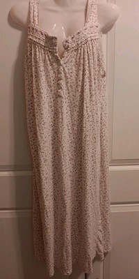 Bobbie Brooks Cotton White & Lavender Floral Ladies MED 3/4 Length Nightgown...